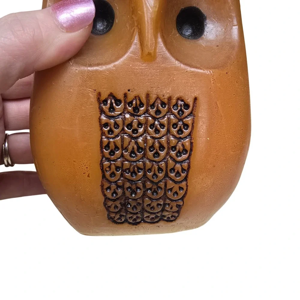 Vintage Hallmark Owl Candle Handcrafted Mexico Brown Pink Figural Decorative Wax
